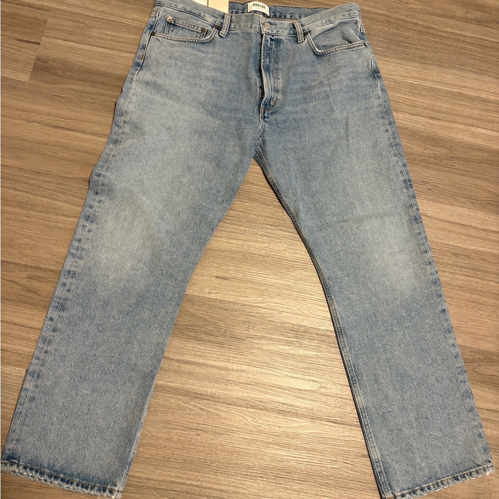 Agolde Mia mid rose straight leg jeans in Dimension, size 33